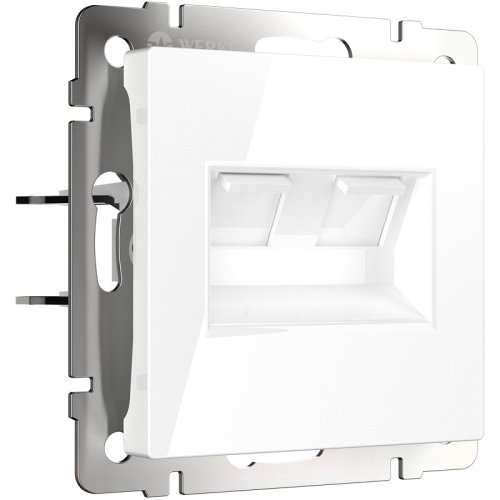 Розетка компьютерная без рамки Werkel 2-м. RJ45+RJ45 5e белый глянцевый картинка